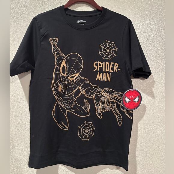 NWT Disney Marvel Spider-man Gold n Black Tee sz Kids
 XL / Adult M - Picture 1 of 2